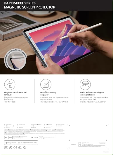 ESR Paper-Feel Magnetic Screen Protector for iPad Air 11 Inch M3/M2 (7th/6th Gen, 2025/2024), Write and Draw Like on Paper, Detachable and Reusable, Compatible with Tempered Film, Matte, Anti-Glare
