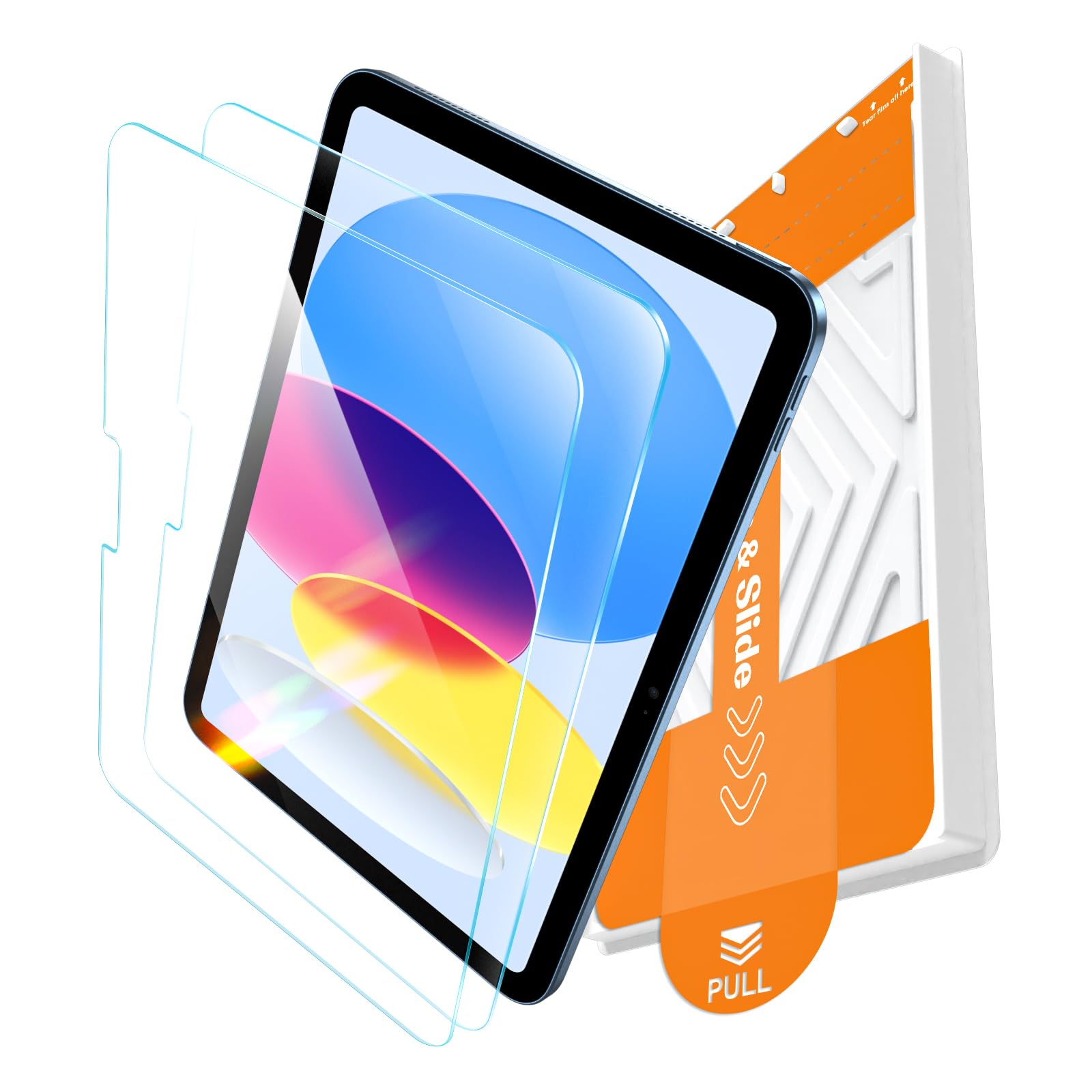 EZ-GLAZ-2 Pack Screen Protector for iPad 11th A16 11-in. /10th Generation 10.9-in. (2025/2022), 9H+ Hardness Tempered Glass with Easy Application Tray, Support Apple Pencil, Case Compatible, HD Clear