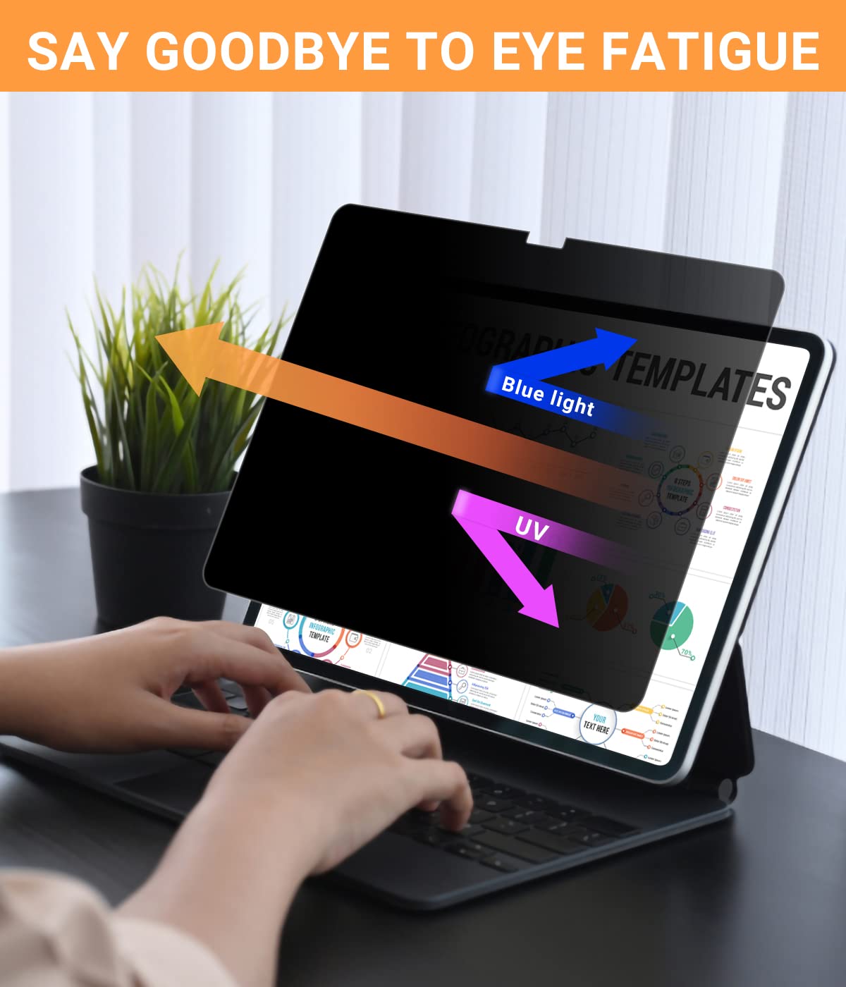 FILMEXT Privacy Screen Protector for iPad (A16) 11th/10th Generation (2025/2022) A3354 A3355 A3356 A2696 A2757 A2777 A3162, Anti-Spy Anti Blue Light Glare Landscape Privacy Filter Matte PET Screen