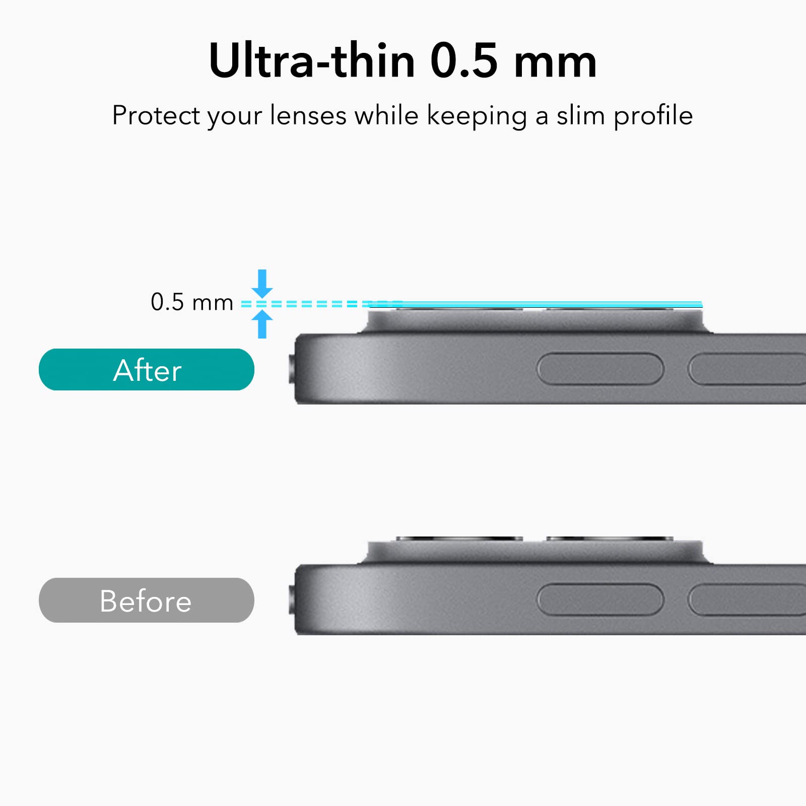 ESR 2 Pack Camera Lens Protector Compatible with iPad iPad Pro11/13 2024, Pro 12.9/11 Inch (2022/2021/2020), 9H Anti-Scratch Tempered Glass, HD Clarity, 3D Full Coverage