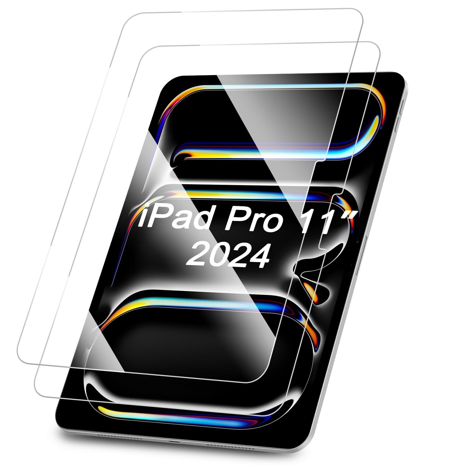 Fintie 2-Pack Screen Protector for iPad Pro 11-inch (M4) 2024 (Model Number: A2836/A2837/A3006), [Support Face ID] Anti Scratch Premium HD Clear 9H Hardness Tempered Glass Screen Protector