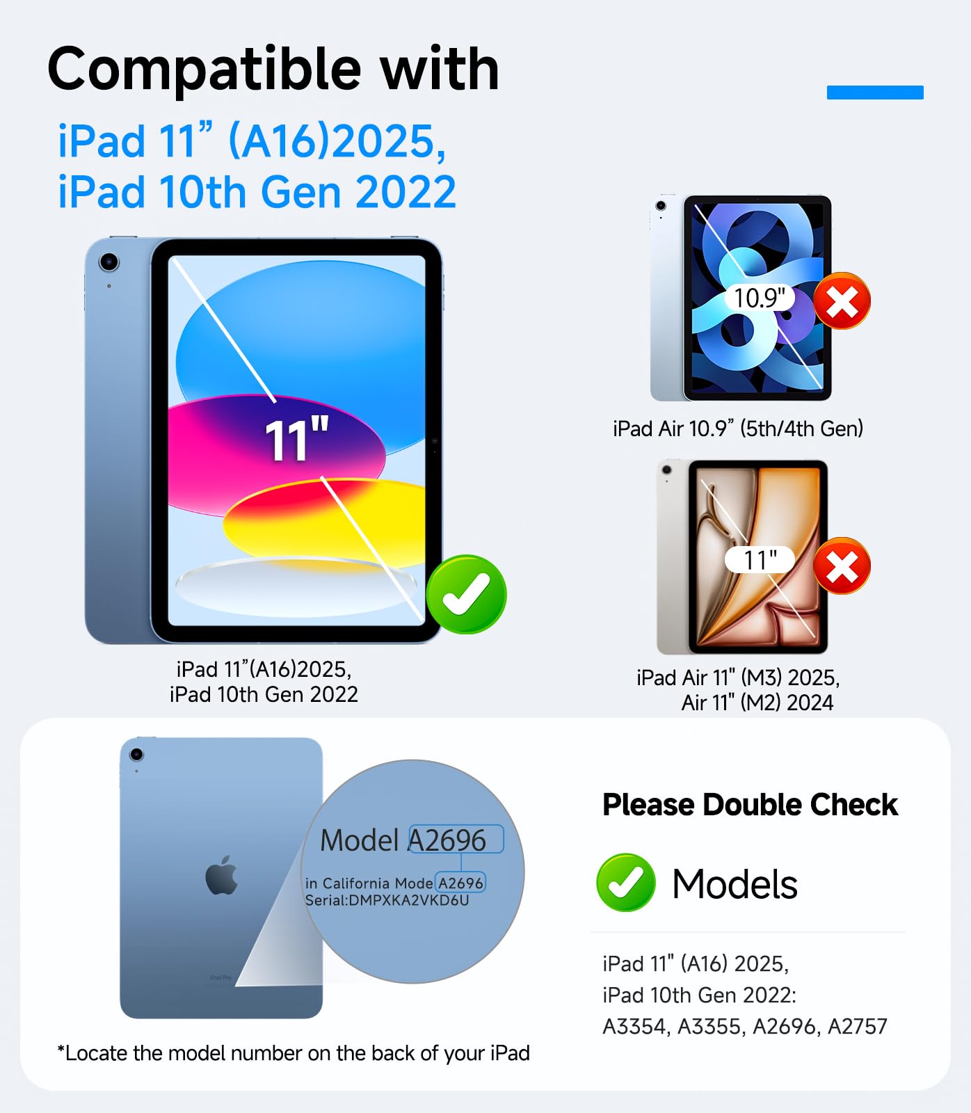 EZ-GLAZ-2 Pack Screen Protector for iPad 11th A16 11-in. /10th Generation 10.9-in. (2025/2022), 9H+ Hardness Tempered Glass with Easy Application Tray, Support Apple Pencil, Case Compatible, HD Clear