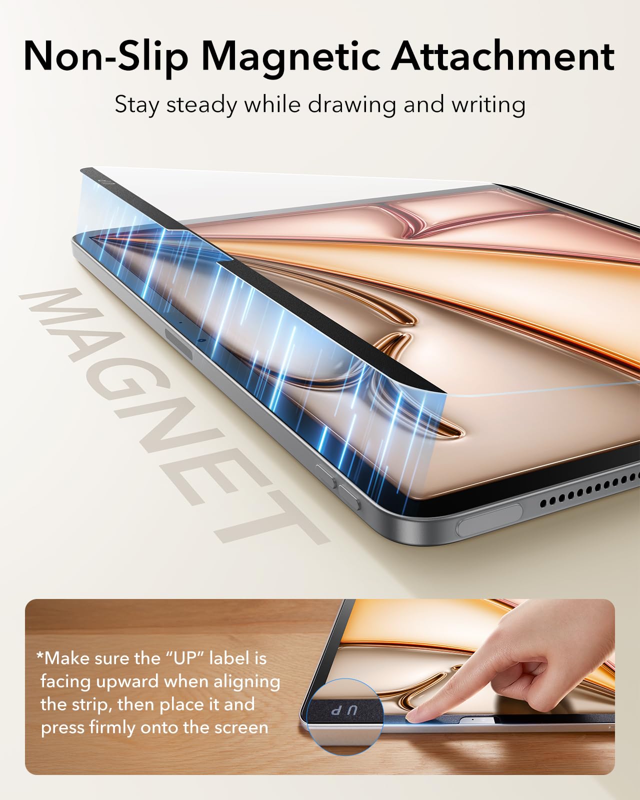 ESR Paper-Feel Magnetic Screen Protector for iPad Air 11 Inch M3/M2 (7th/6th Gen, 2025/2024), Write and Draw Like on Paper, Detachable and Reusable, Compatible with Tempered Film, Matte, Anti-Glare