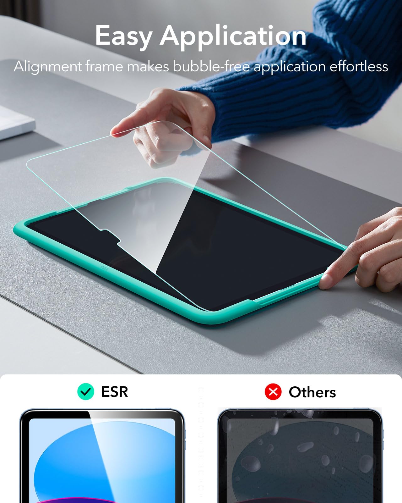 ESR 2 Pack Screen Protector for iPad A16 11th/10th Generation (11 Inch/10.9, 2025/2022), 9H Tempered Glass Film Guard with Alignment Frame, Anti-Scratch, Bubble Free, HD Clarity, Apple Pencil Support