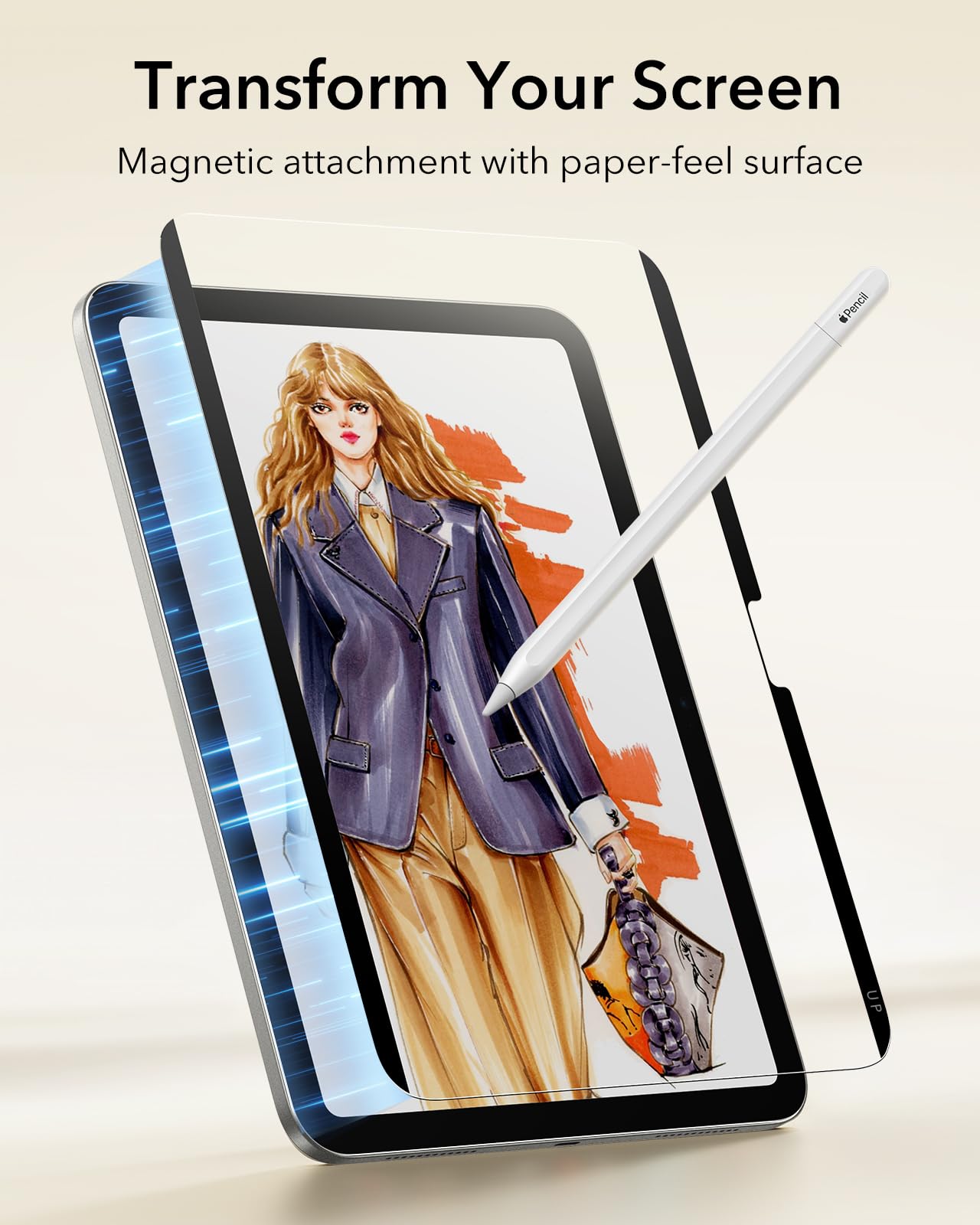 ESR Paper-Feel Magnetic Screen Protector for iPad Air 11 Inch M3/M2 (7th/6th Gen, 2025/2024), Write and Draw Like on Paper, Detachable and Reusable, Compatible with Tempered Film, Matte, Anti-Glare