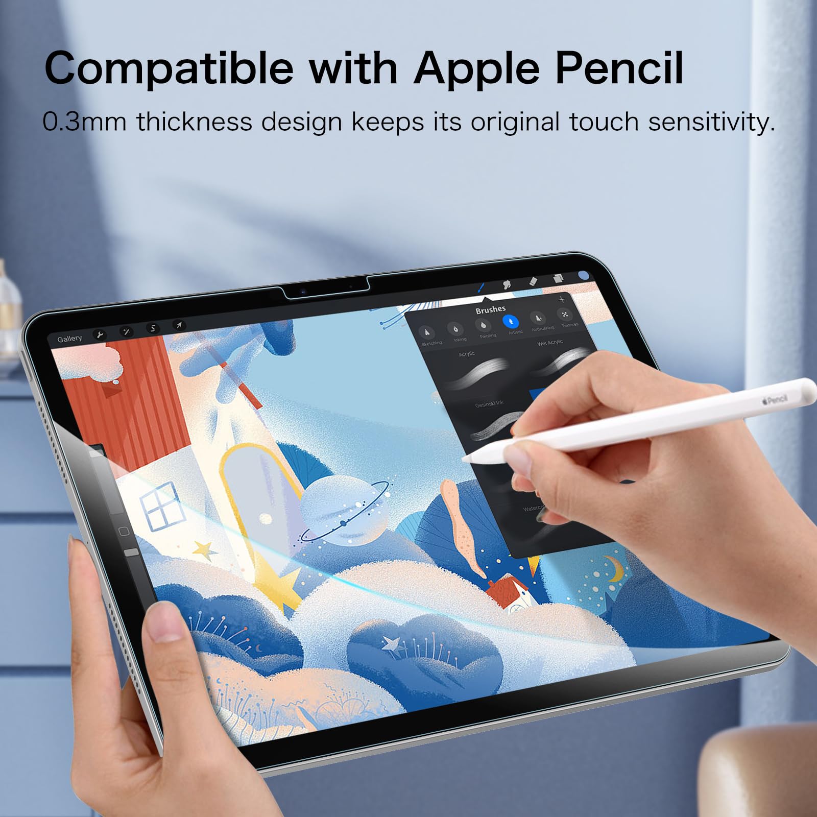 Fintie 2-Pack Screen Protector for iPad Pro 11-inch (M4) 2024 (Model Number: A2836/A2837/A3006), [Support Face ID] Anti Scratch Premium HD Clear 9H Hardness Tempered Glass Screen Protector