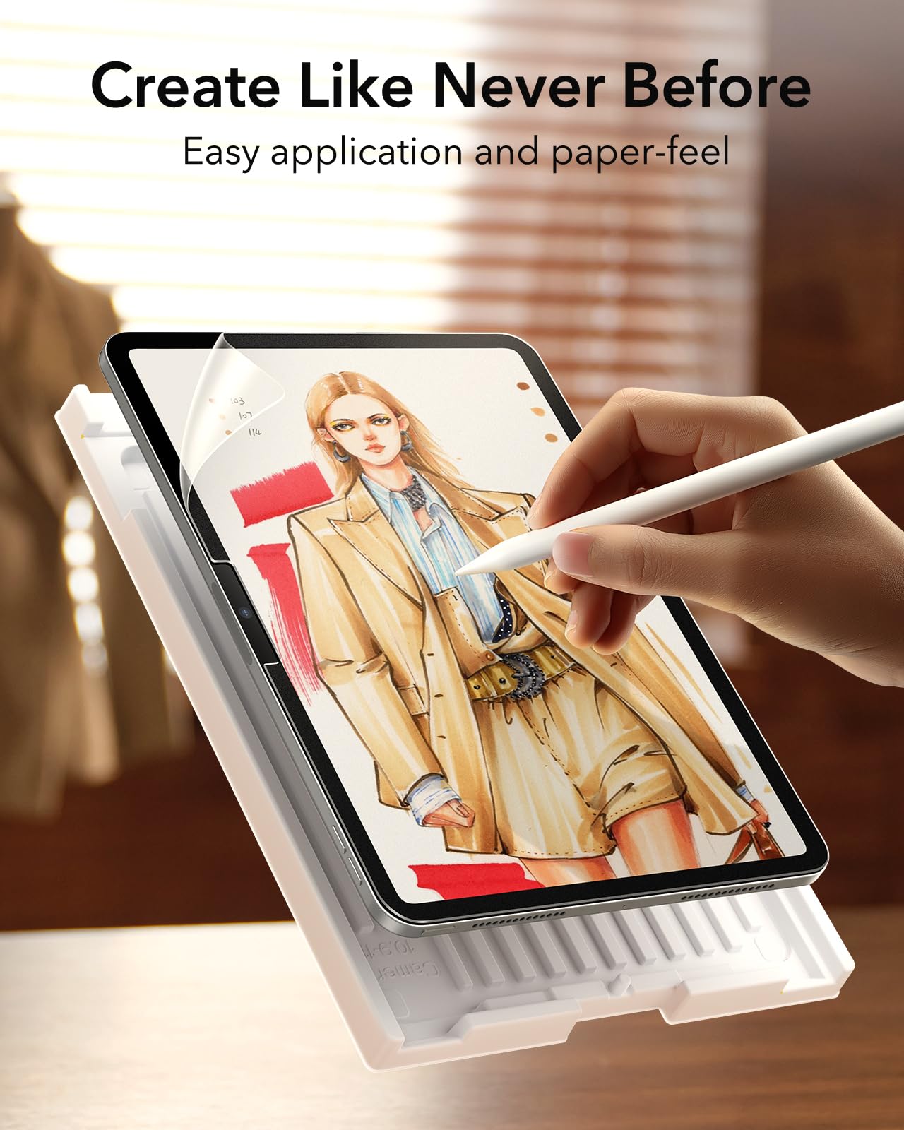 ESR 2 Pack Paper-Feel Screen Protector for iPad Pro 11 Inch M4 2024, Write and Draw Like on Paper, Scratch Protection with Easy Application Tray, Thin and Responsive