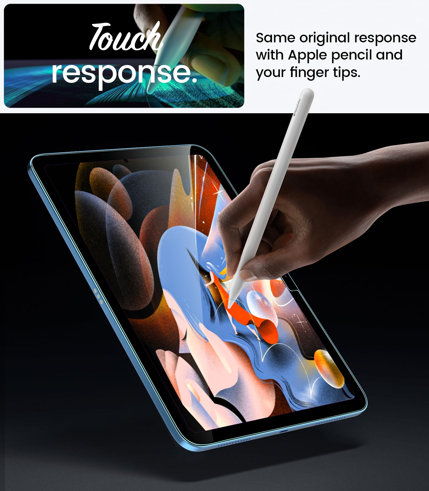 EZ-GLAZ-2 Pack Screen Protector for iPad 11th A16 11-in. /10th Generation 10.9-in. (2025/2022), 9H+ Hardness Tempered Glass with Easy Application Tray, Support Apple Pencil, Case Compatible, HD Clear