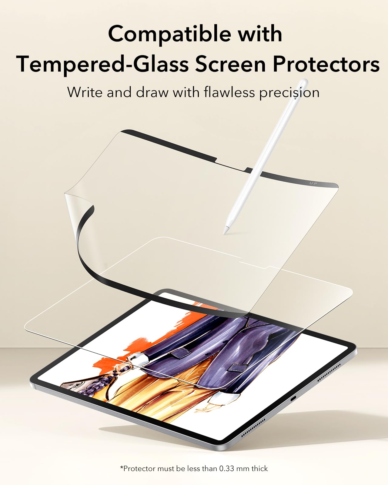 ESR Paper-Feel Magnetic Screen Protector for iPad Air 11 Inch M3/M2 (7th/6th Gen, 2025/2024), Write and Draw Like on Paper, Detachable and Reusable, Compatible with Tempered Film, Matte, Anti-Glare