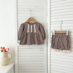 Arrival Autumn Baby Kids Girls Long Sleeves Plaid Top and Bloomers – Princess Sister Matching Set
