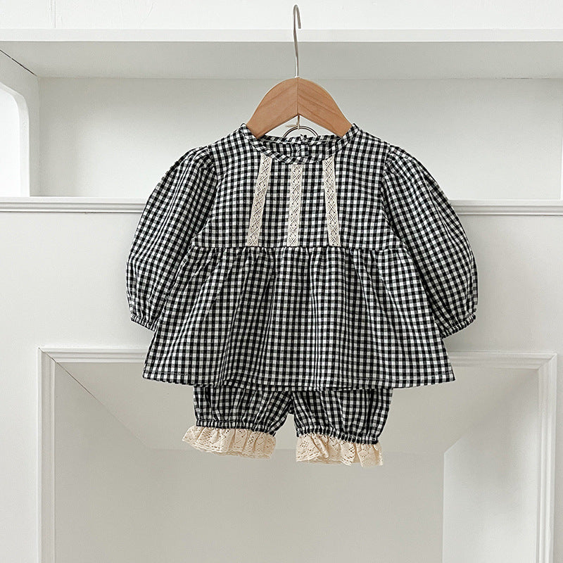 Arrival Autumn Baby Kids Girls Long Sleeves Plaid Top and Bloomers – Princess Sister Matching Set