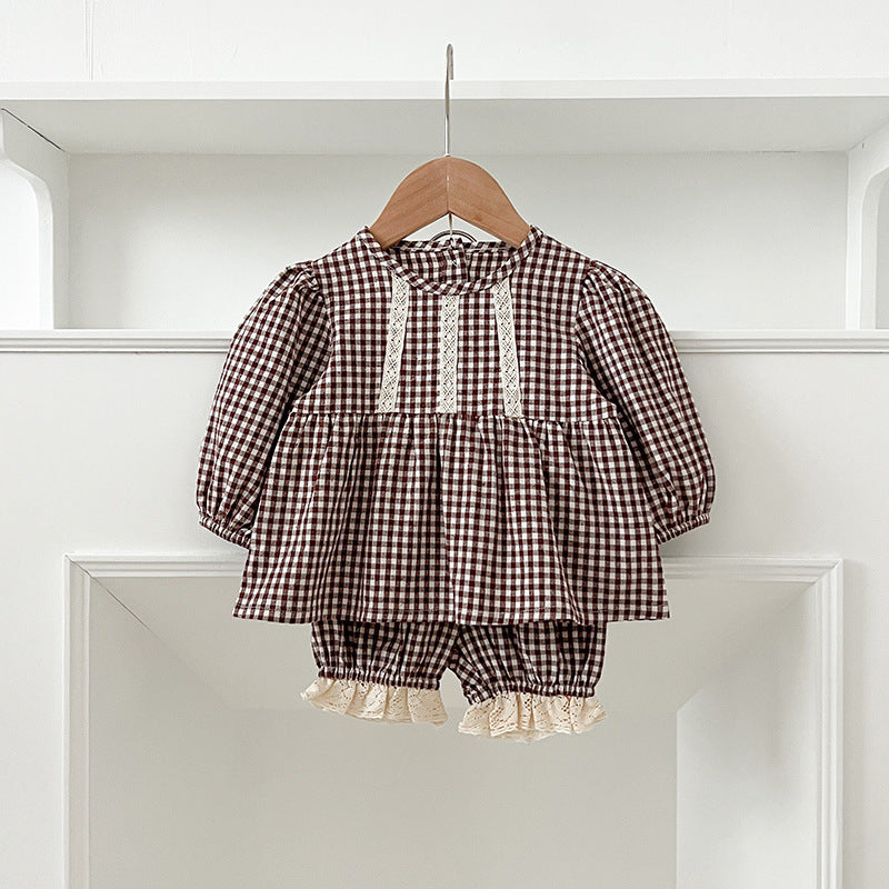Arrival Autumn Baby Kids Girls Long Sleeves Plaid Top and Bloomers – Princess Sister Matching Set