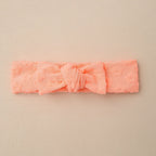 Elastic Baby Headband with Bow and Embroidered Flowers