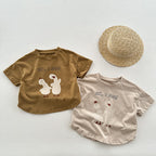 Summer New Arrival Kids Unisex Soft Comfortable Short Sleeves Silly Duck Pattern Top Casual T-Shirt